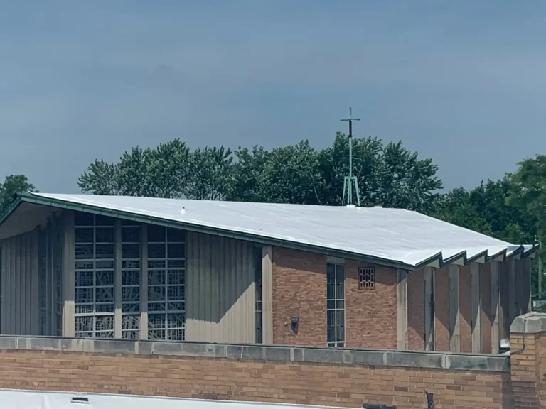 Drone view of new PVC church roof