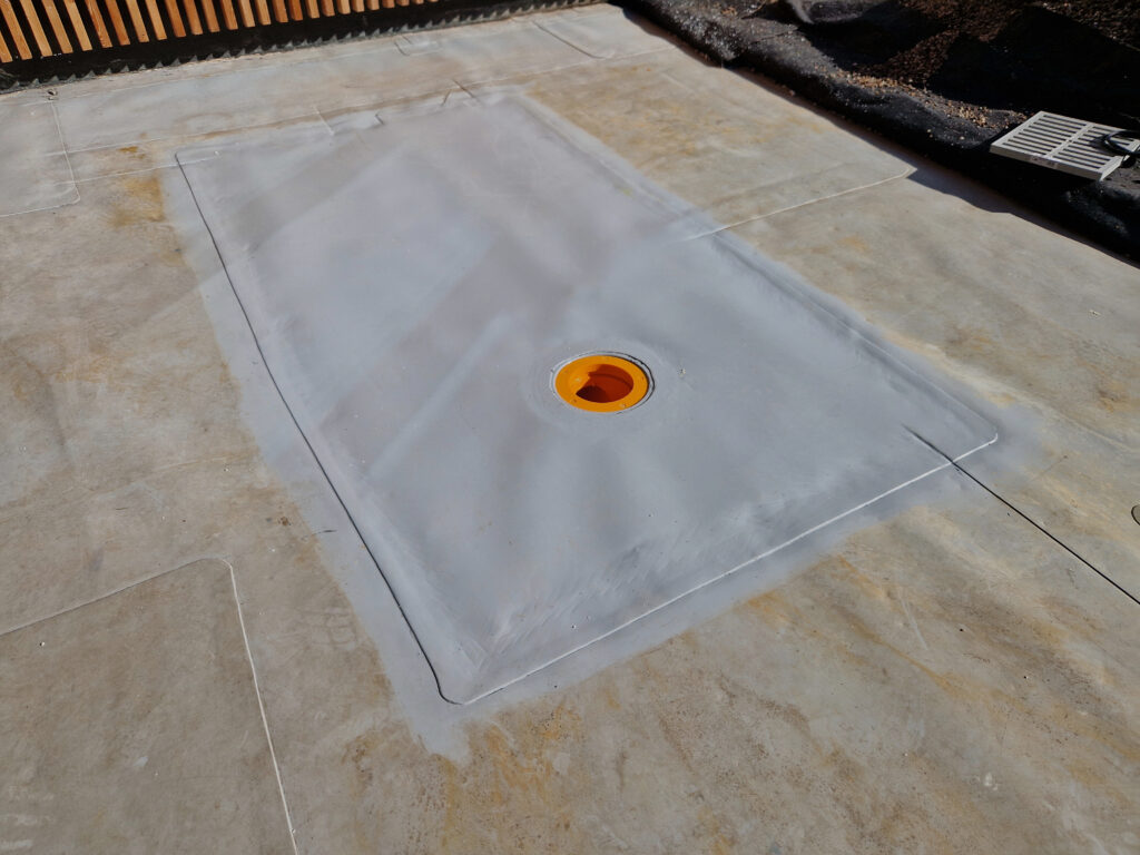 A patch on a recently repaired flat roof