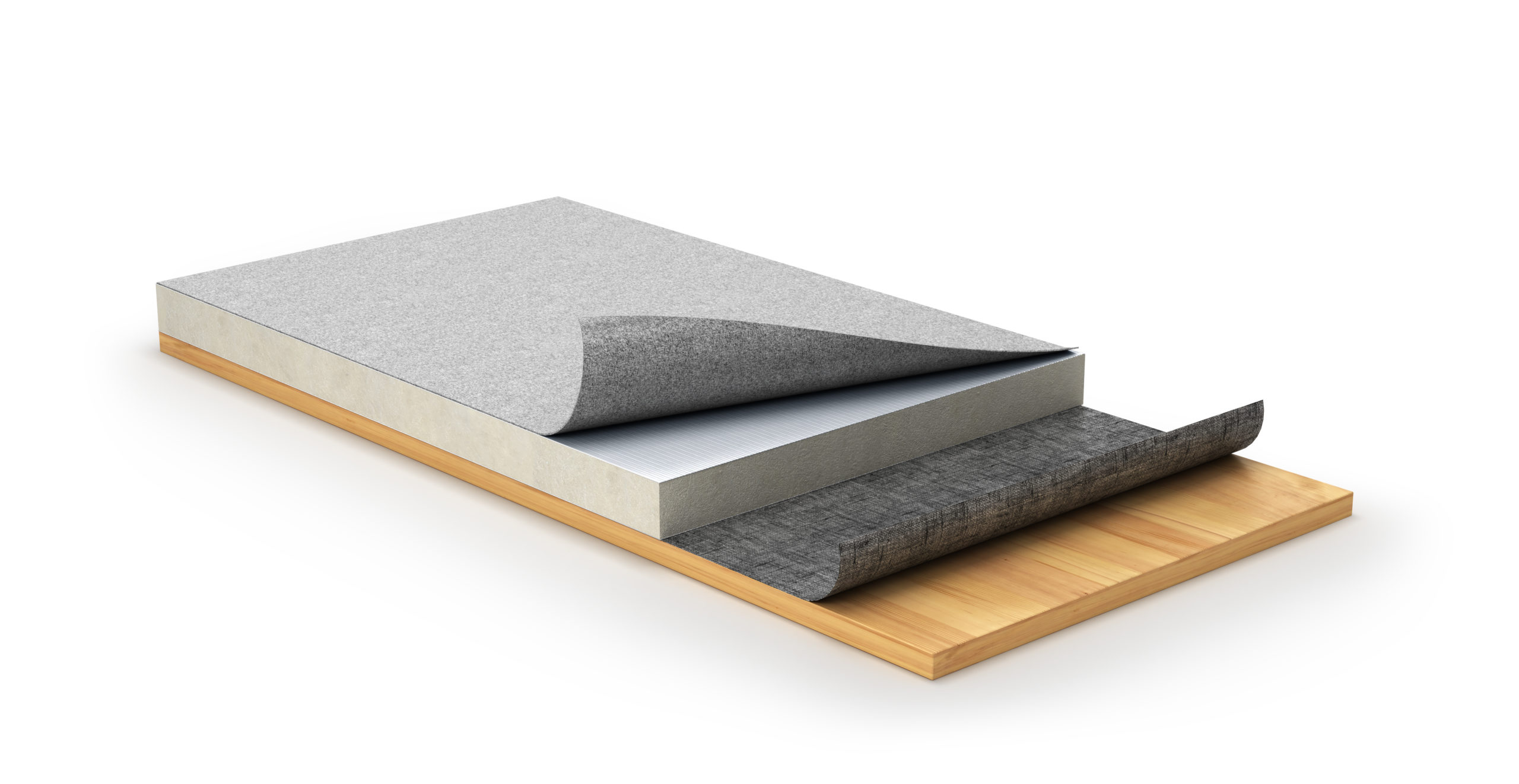 3D illustration of built-up roofing material