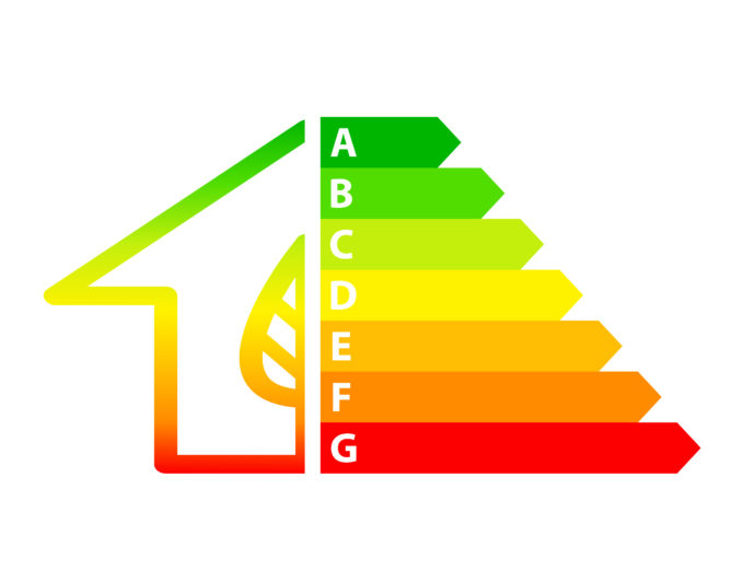 energy efficiency arrows and house icon ecology concept, stock vector illustration