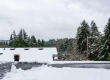 Fresh snow on a flat roof