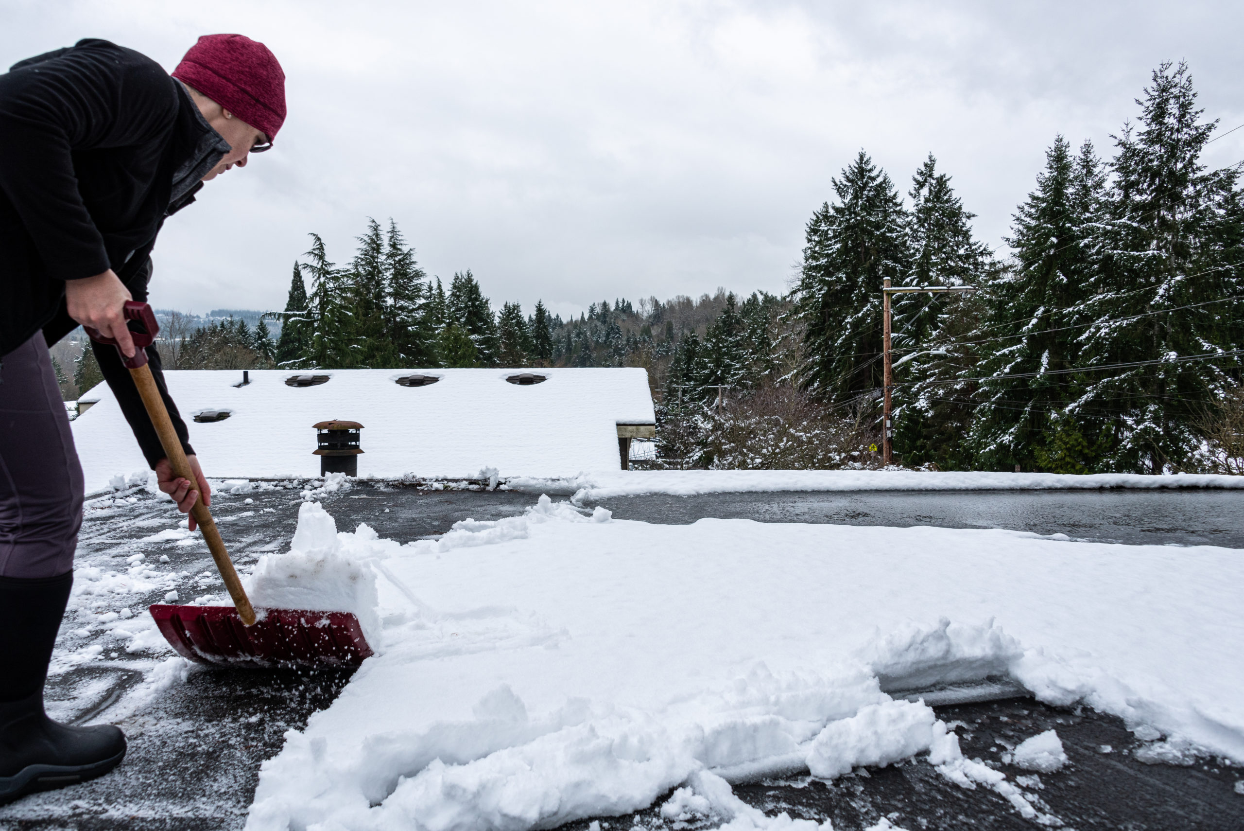 Shoveling Snow off Flat Roof