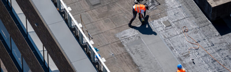 Birds eye view of a roof construction site